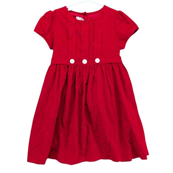 Bella Bliss Corduroy Christmas Dress Girls Red Cap Sleeve Pleated Belted Size 6Y - Picture 1 of 6